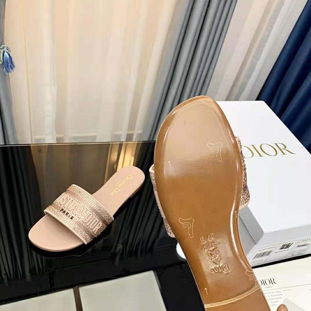 Dior Women Dway Slide Rose Des Vents Cotton Embroidered with Metallic Thread and Strass - image 9