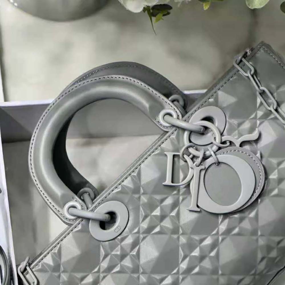 Dior Women Lady D-Joy Bag Gray Cannage Calfskin with Diamond Motif - image 9