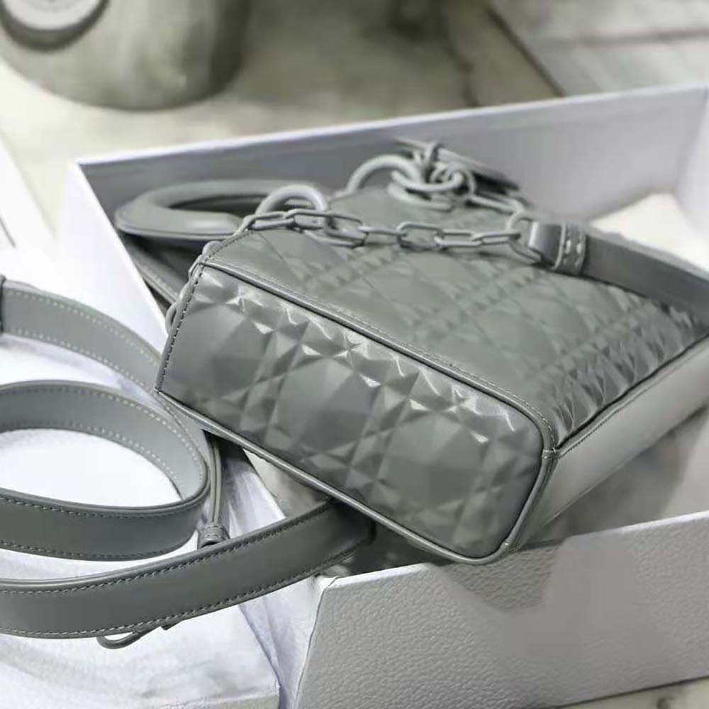Dior Women Lady D-Joy Bag Gray Cannage Calfskin with Diamond Motif - image 5