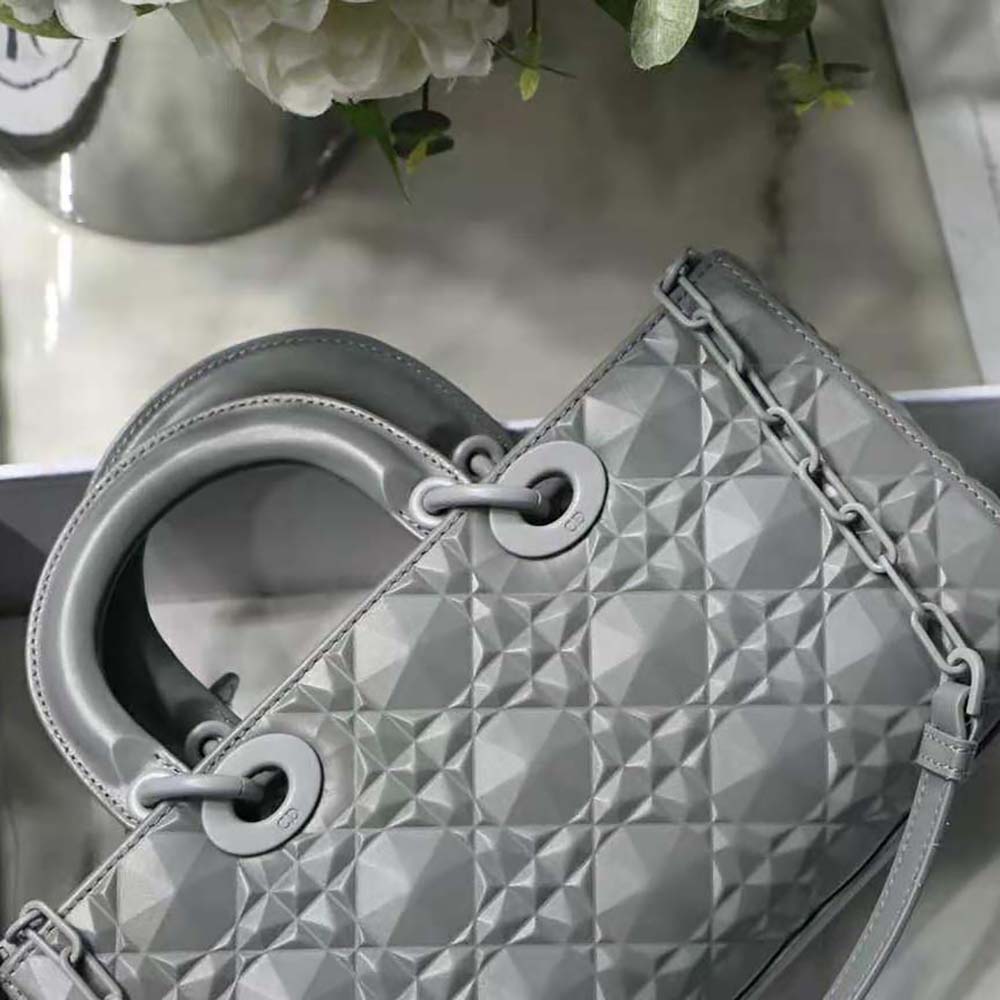 Dior Women Lady D-Joy Bag Gray Cannage Calfskin with Diamond Motif - image 8