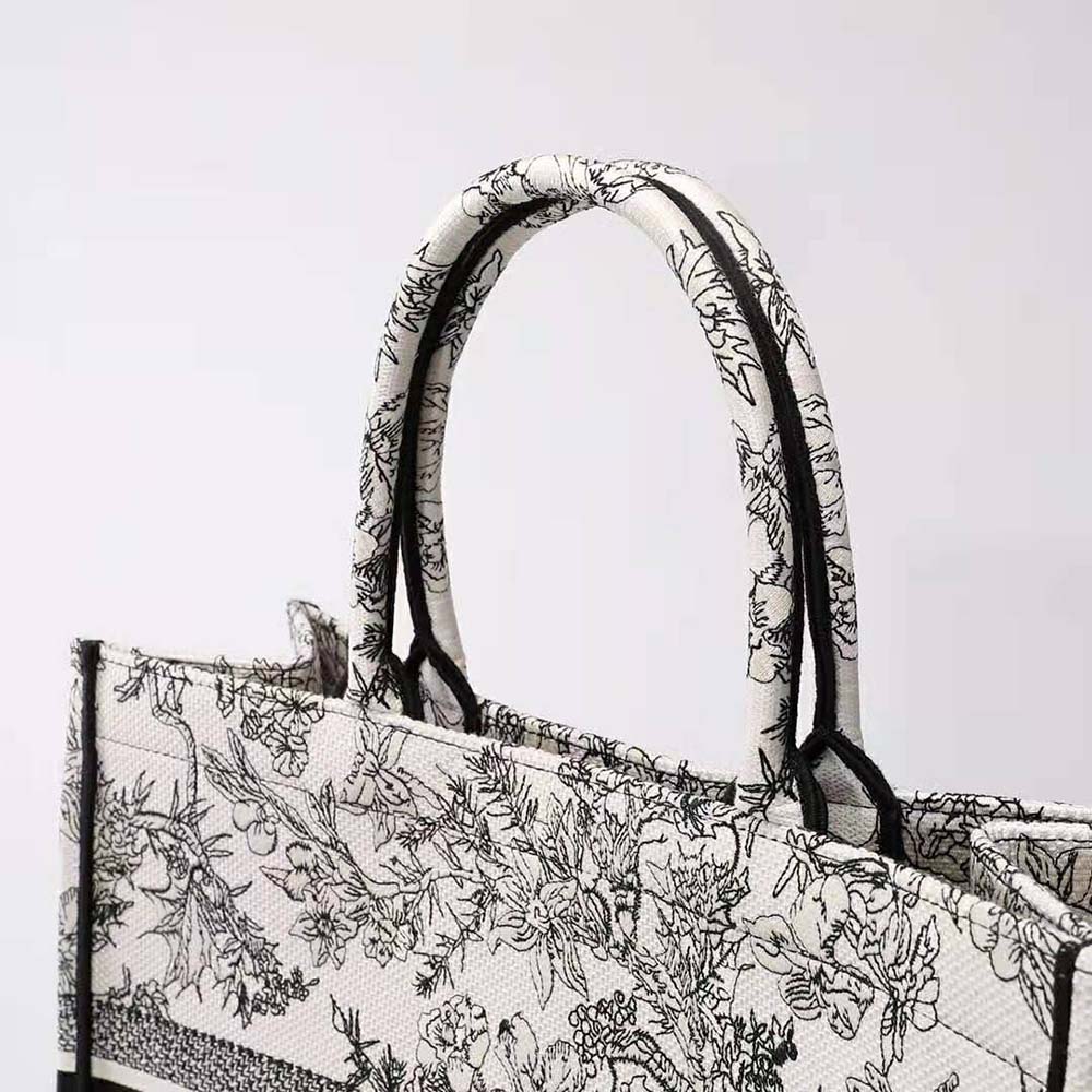 Dior Women Large Dior Book Tote Blue Toile de Jouy Flowers Embroidery - image 7