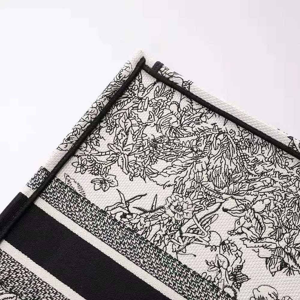 Dior Women Large Dior Book Tote Blue Toile de Jouy Flowers Embroidery - image 9
