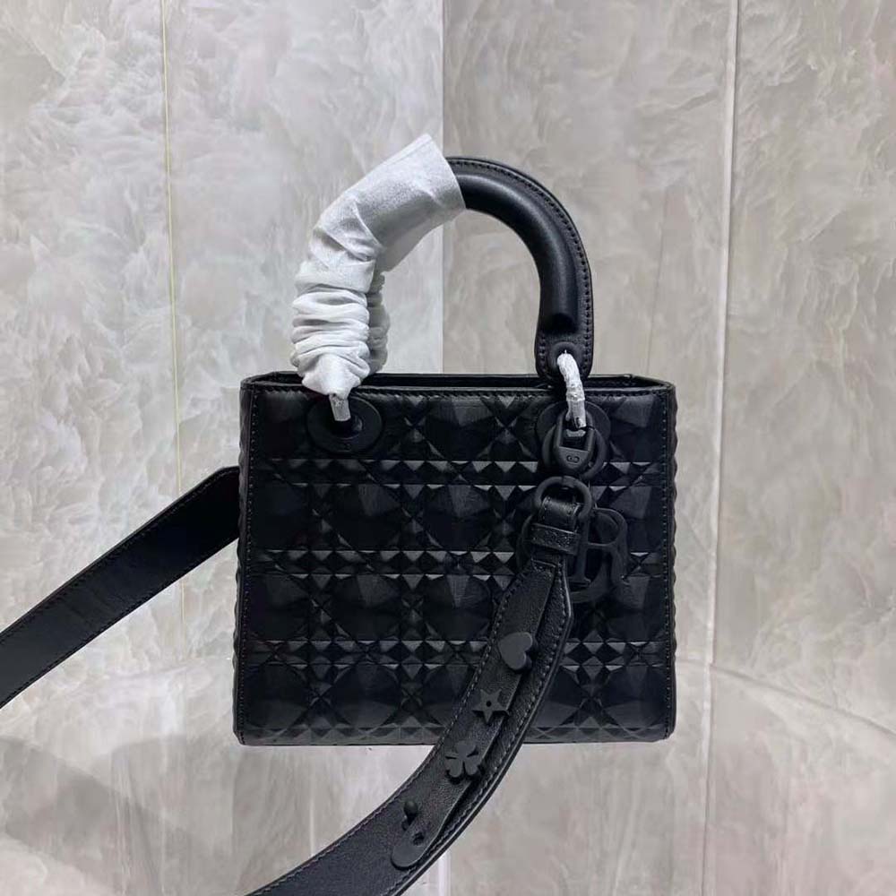 Dior Women Mini Lady Dior Bag Black Cannage Calfskin with Diamond Motif - image 4