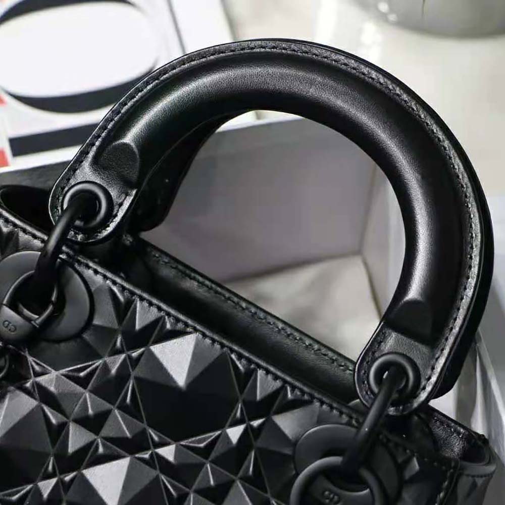Dior Women Mini Lady Dior Bag Black Cannage Calfskin with Diamond Motif - image 7