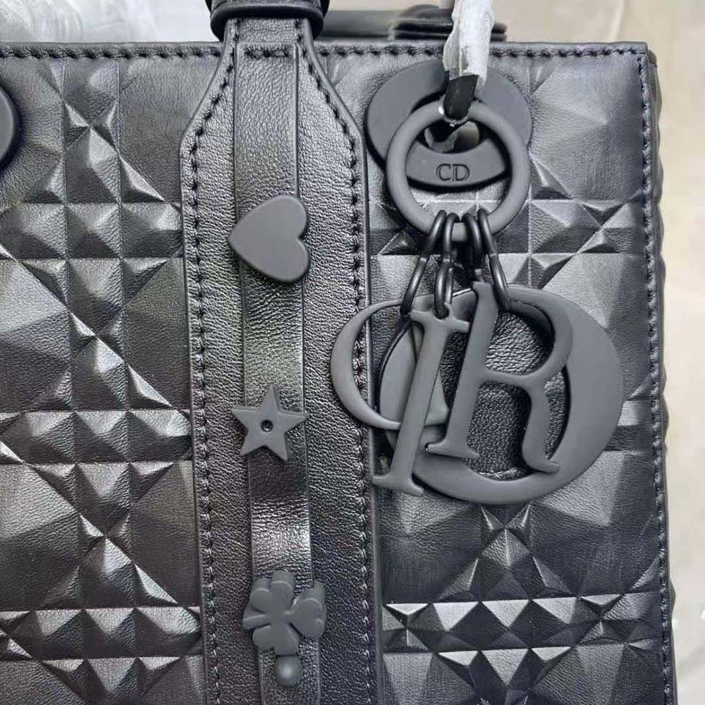 Dior Women Mini Lady Dior Bag Black Cannage Calfskin with Diamond Motif - image 8