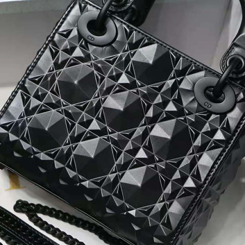 Dior Women Mini Lady Dior Bag Black Cannage Calfskin with Diamond Motif - image 4
