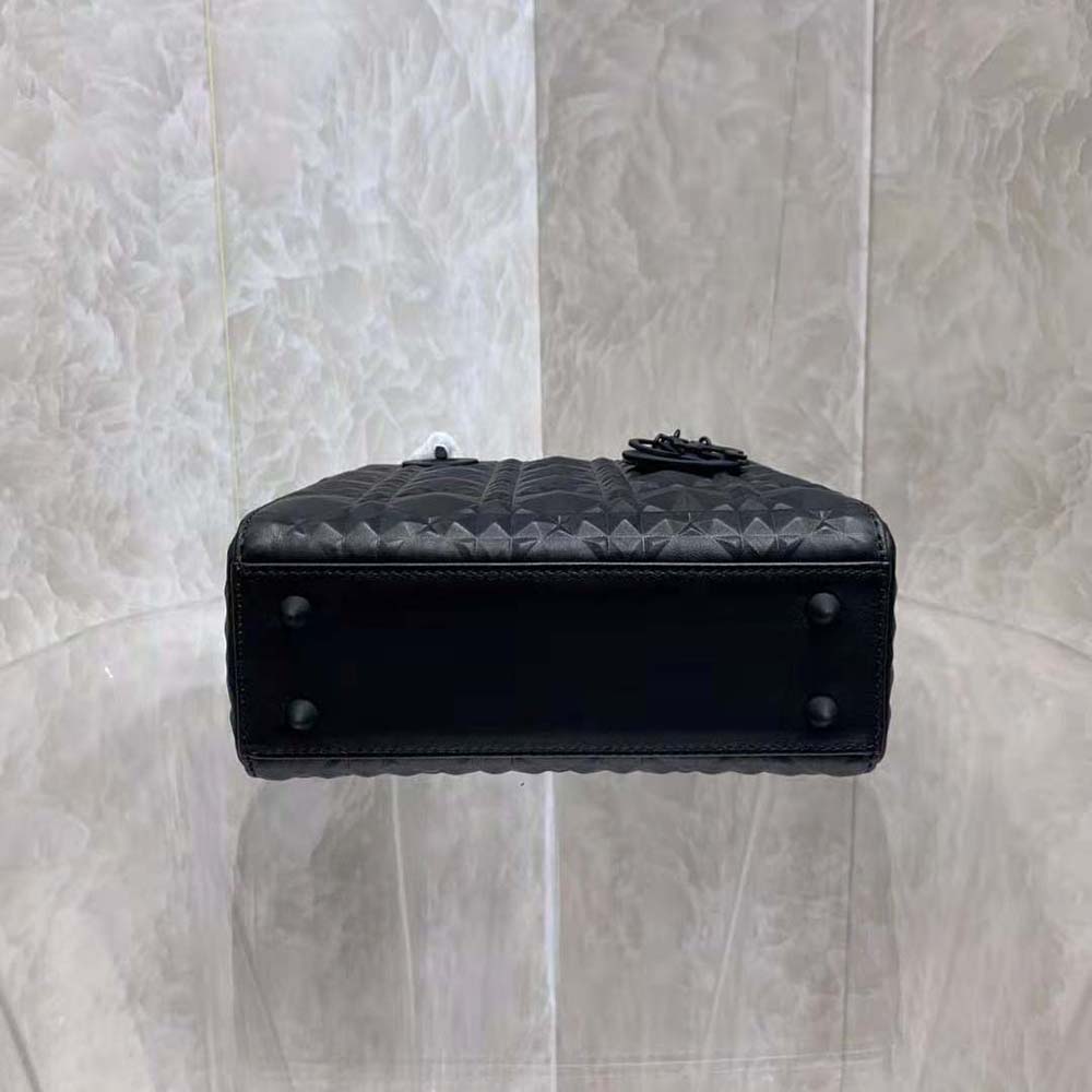Dior Women Mini Lady Dior Bag Black Cannage Calfskin with Diamond Motif - image 7