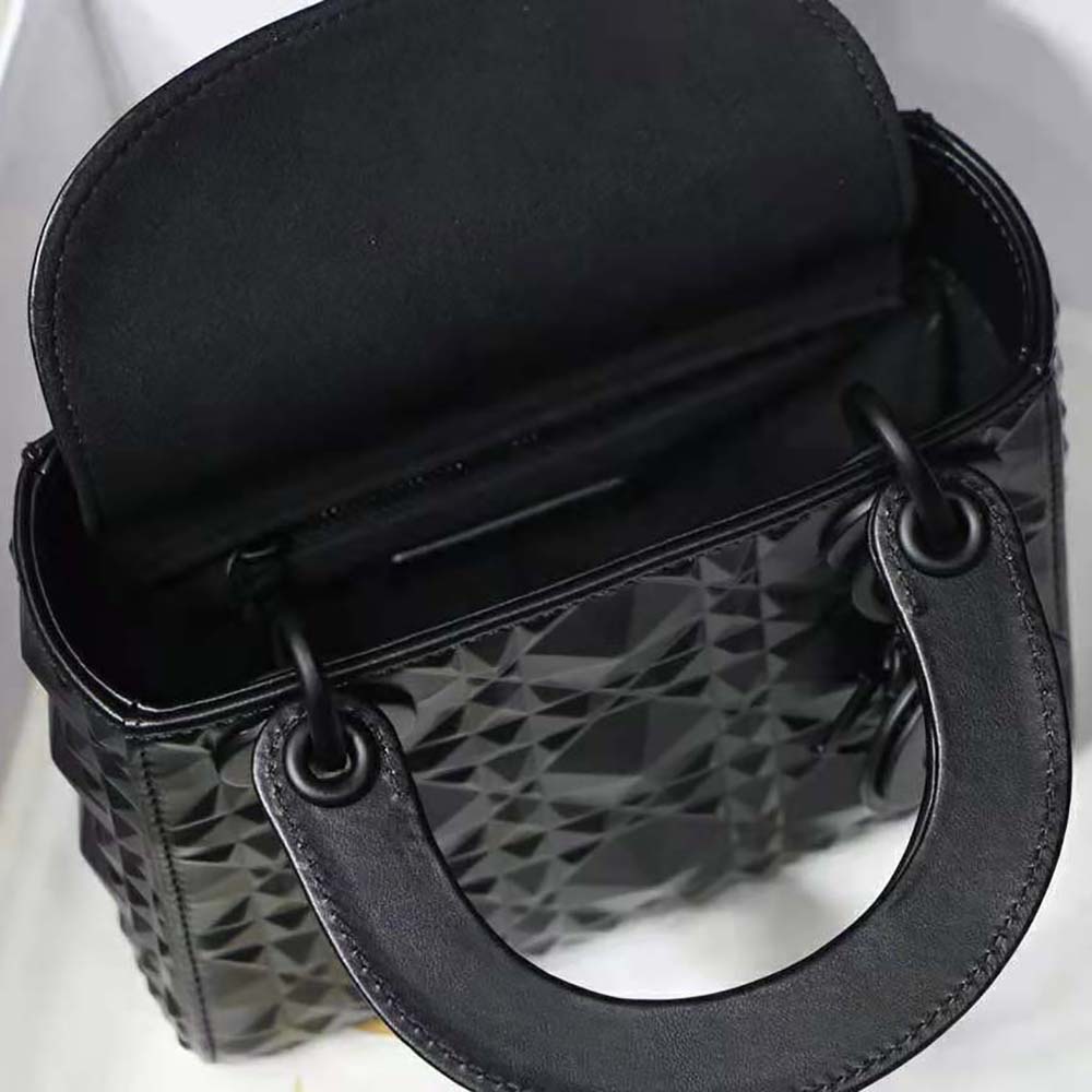 Dior Women Mini Lady Dior Bag Black Cannage Calfskin with Diamond Motif - image 9