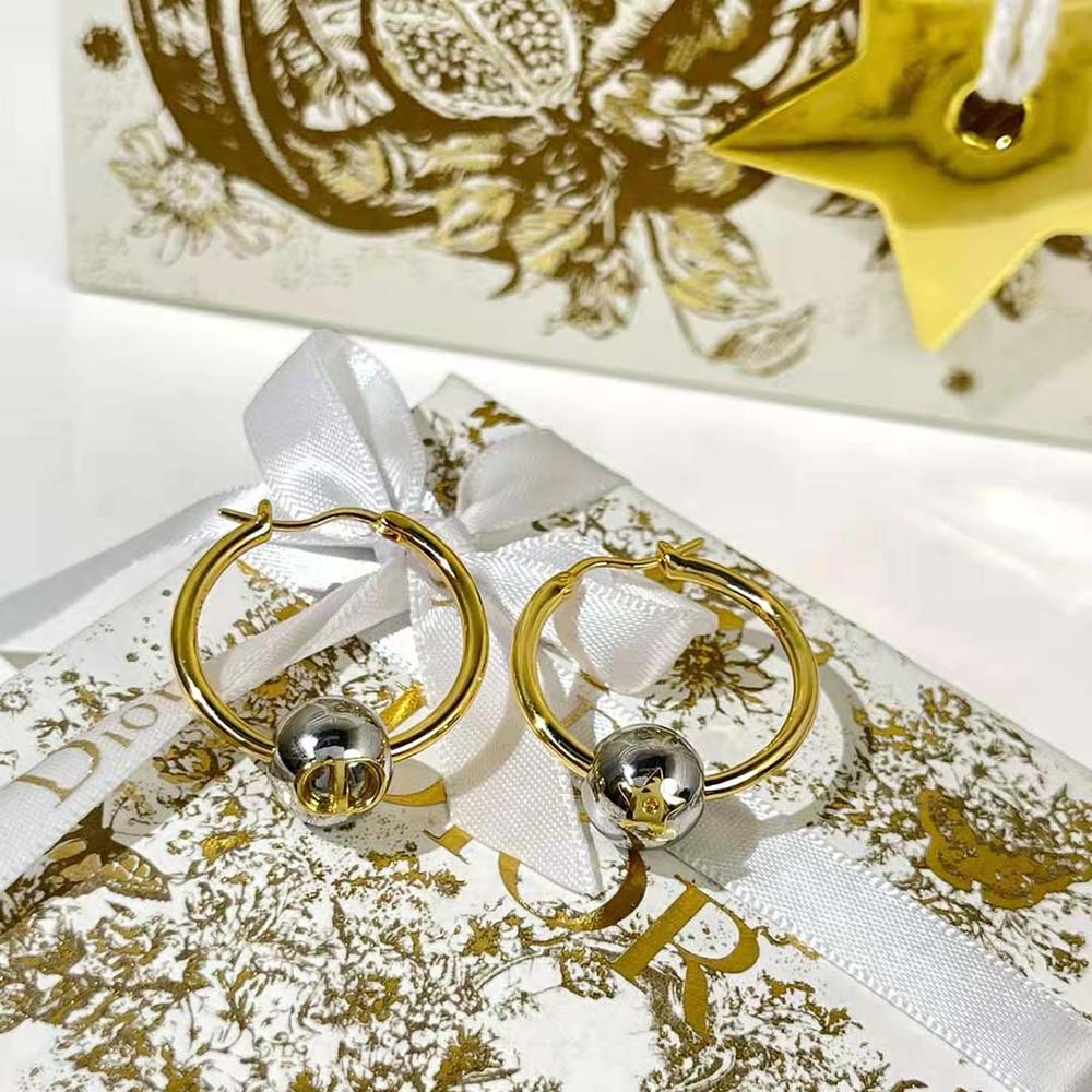 Dior Women Petit CD Earrings Gold-Finish and Palladium-Finish Metal - image 4
