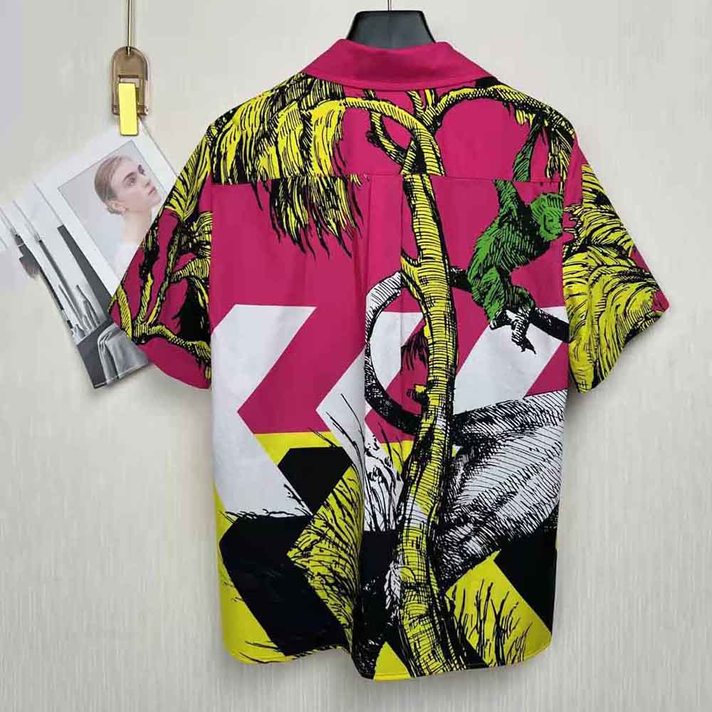 Side angle showing silhouette of Dior Women Short-Sleeved Blouse Pink Cotton Poplin