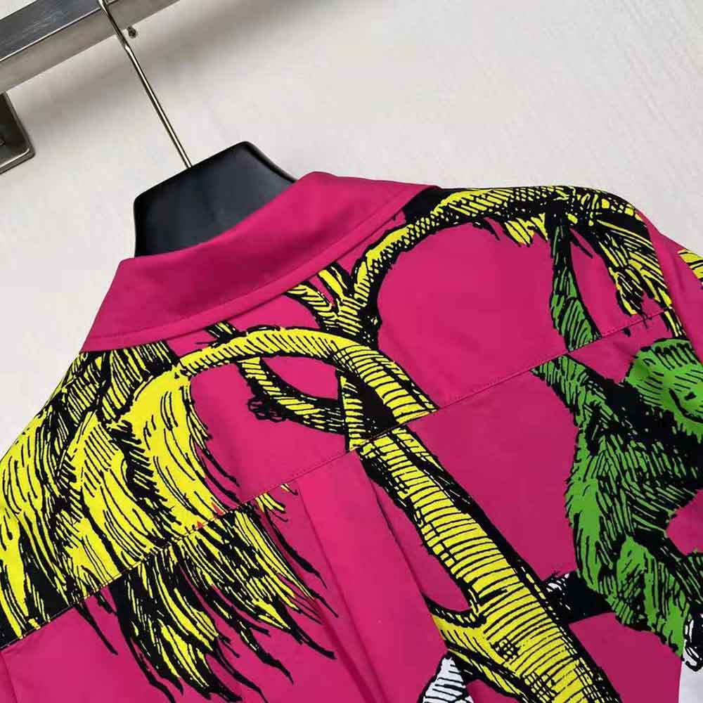 Dior Women Short-Sleeved Blouse Pink Cotton Poplin with Multicolor D-Tiger Pop Motif - image 7