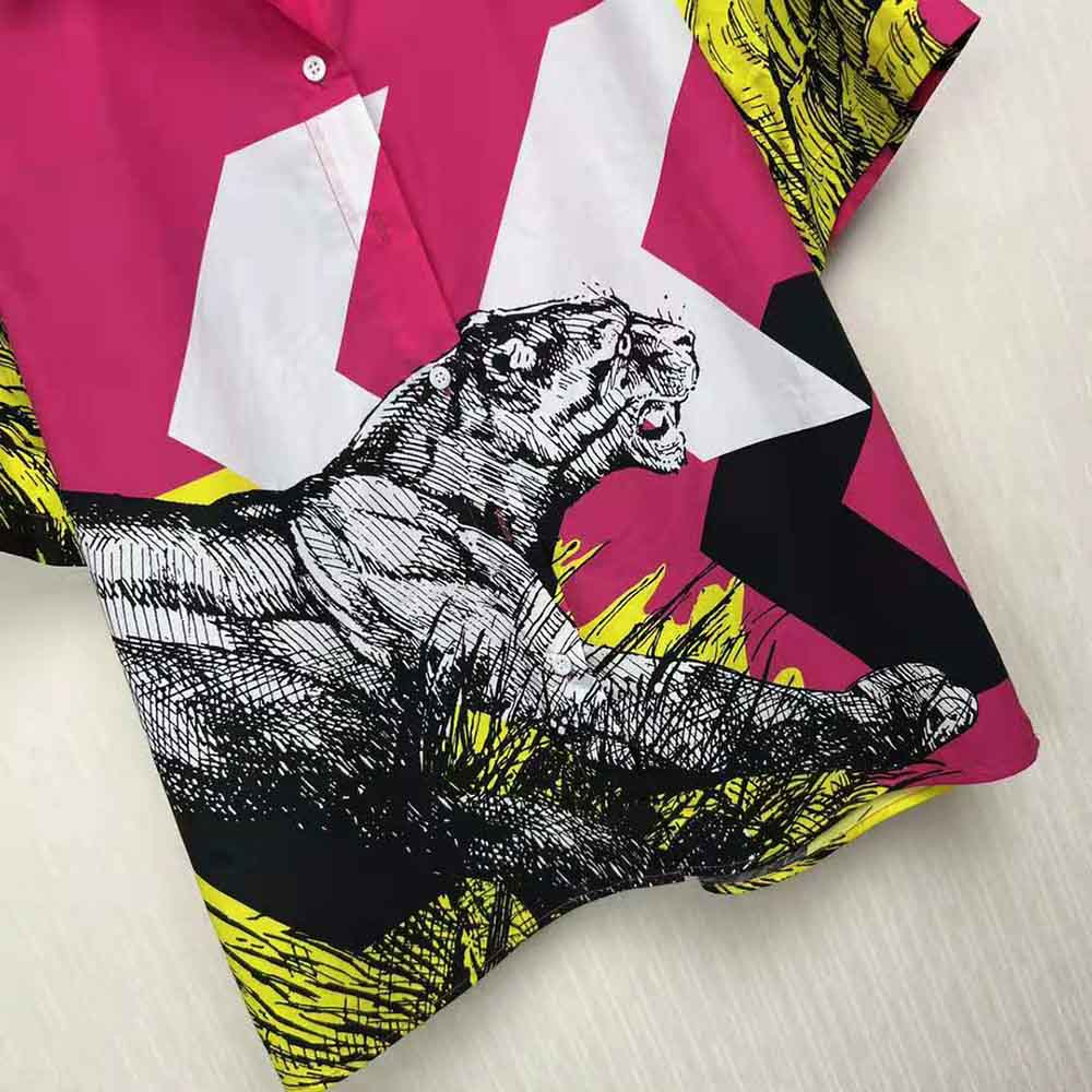 Dior Women Short-Sleeved Blouse Pink Cotton Poplin with Multicolor D-Tiger Pop Motif - image 6