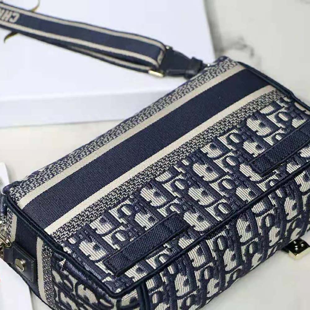Dior Women Small Diorcamp Bag Blue Dior Oblique Embroidery - image 5