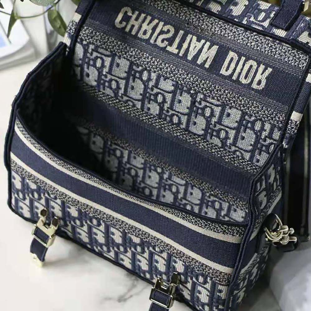 Dior Women Small Diorcamp Bag Blue Dior Oblique Embroidery - image 9