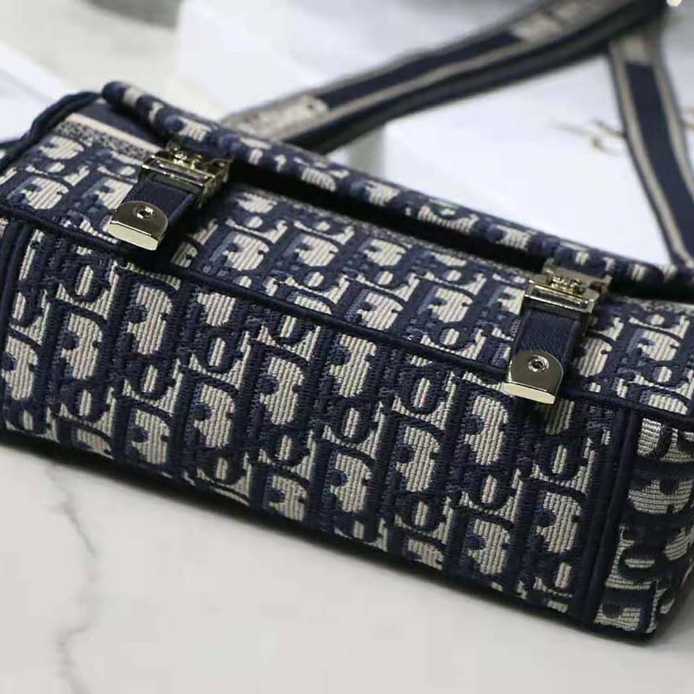 Dior Women Small Diorcamp Bag Blue Dior Oblique Embroidery - image 7