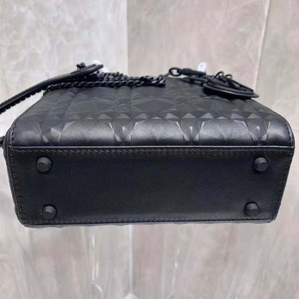 Dior Women Small Lady Dior my Abcdior Bag Black Cannage Calfskin with Diamond Motif - image 6