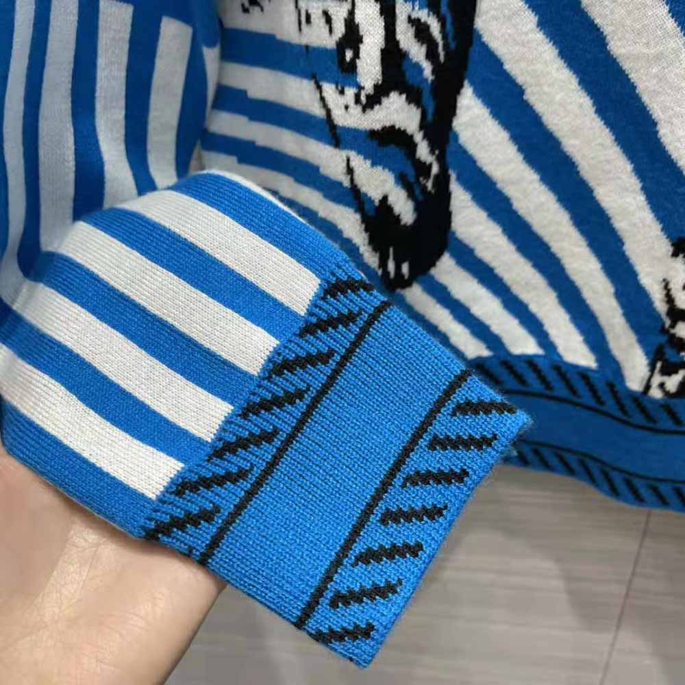 Dior Women Sweater Bright Blue and Pink D-Jungle Pop Double-Sided Technical Cashmere - image 8