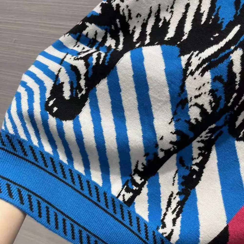Dior Women Sweater Bright Blue and Pink D-Jungle Pop Double-Sided Technical Cashmere - image 7