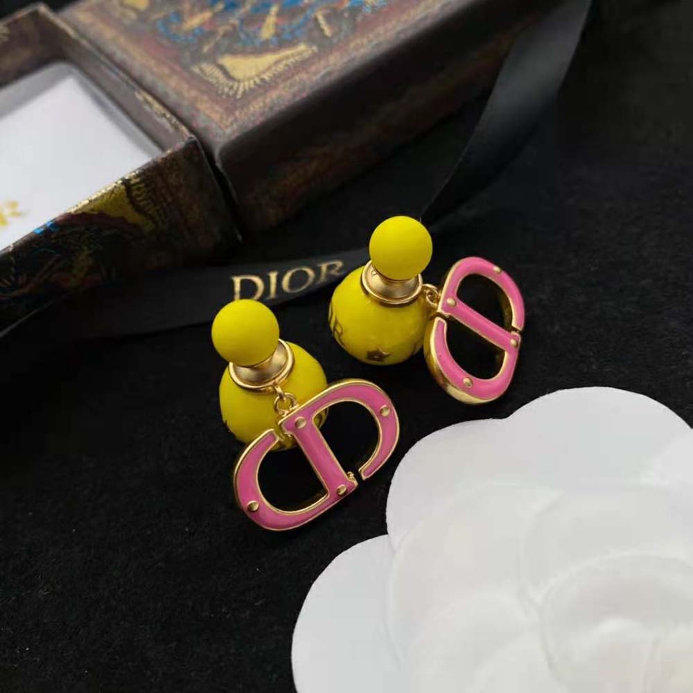 Dior Women Tribales Earring Gold-Finish Metal with Fluorescent Yellow Lacquer - image 4