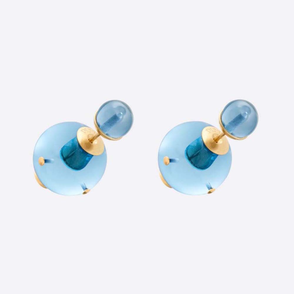 Front view of Dior Women Tribales Earrings gold-finish metal blue pearls
