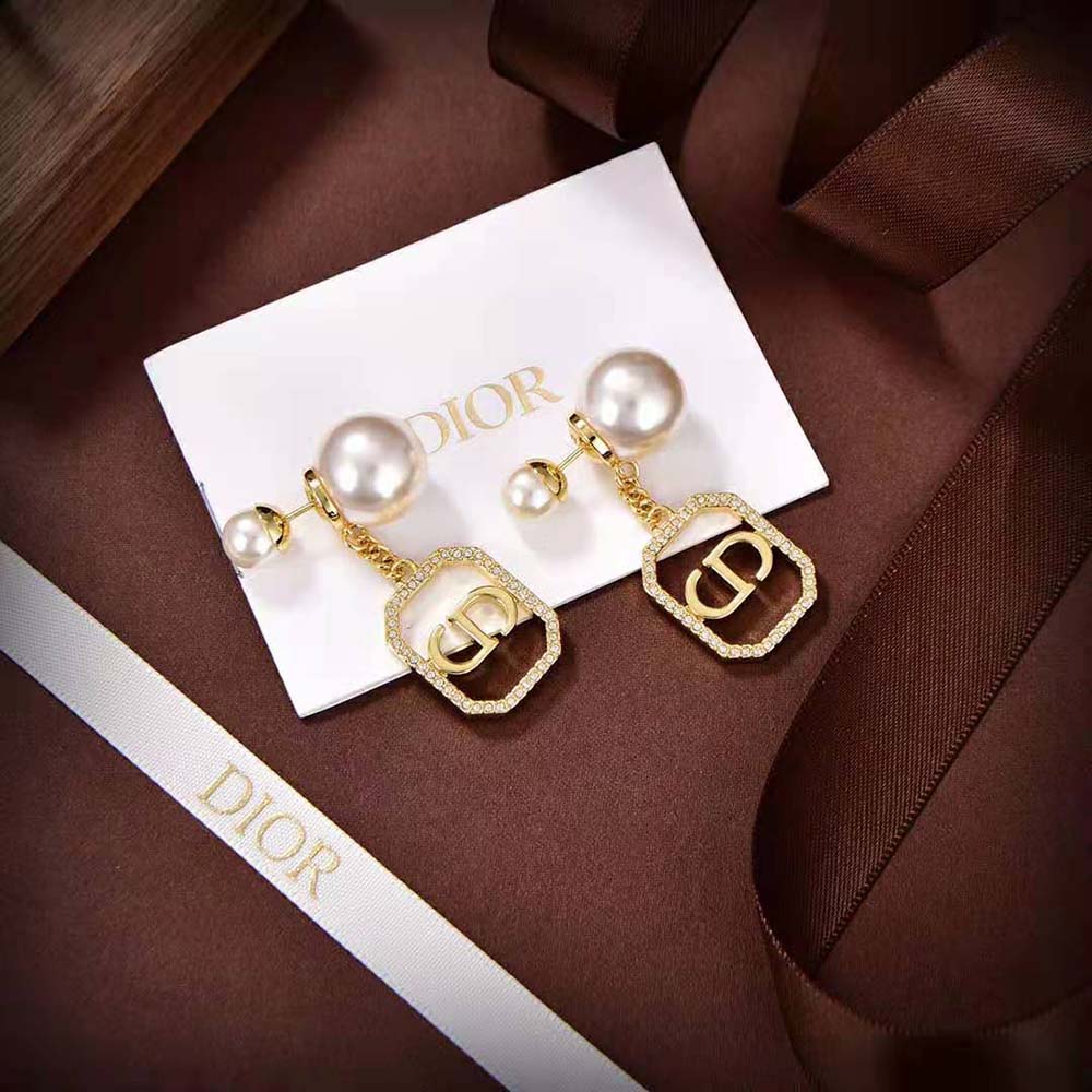 Dior Women Tribales Earrings Gold-Finish Metal with White Resin Pearls - image 5