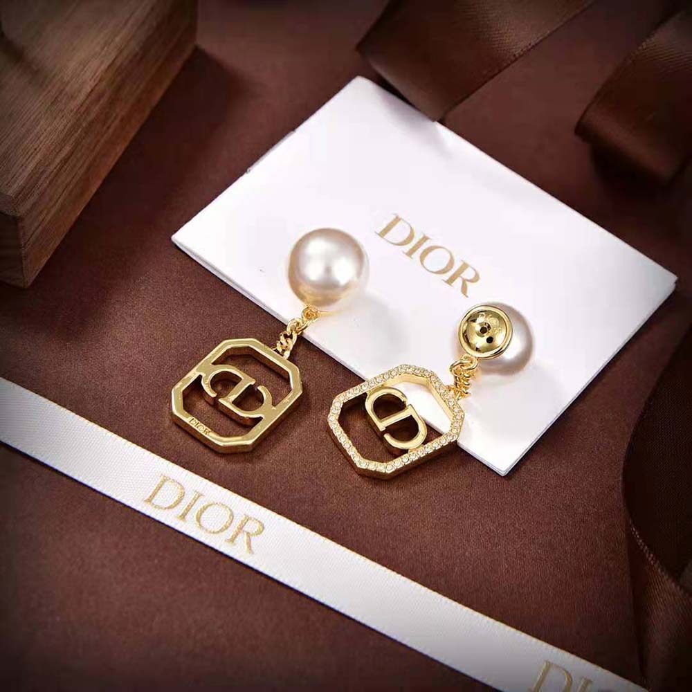Dior Women Tribales Earrings Gold-Finish Metal with White Resin Pearls - image 4