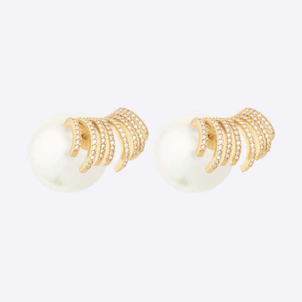 Front view of Dior Women Tribales Earrings with white resin pearls