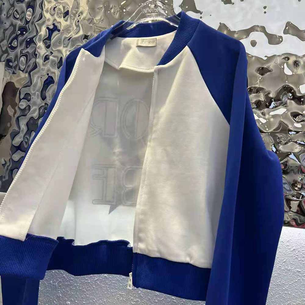 Dior Women Vibe Bomber Jacket Fluorescent Blue and White Technical Cashmere Jacquard - image 5