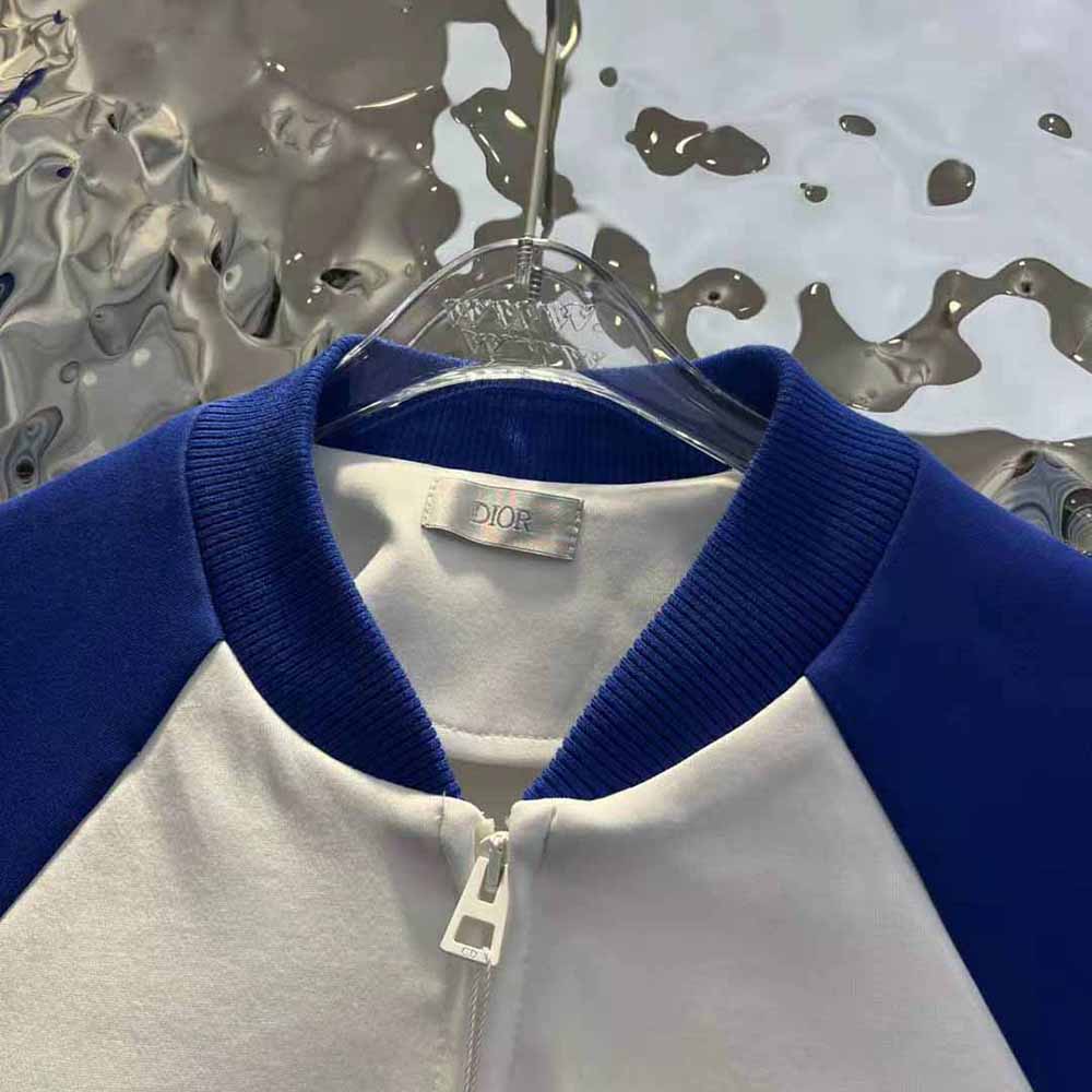 Dior Women Vibe Bomber Jacket Fluorescent Blue and White Technical Cashmere Jacquard - image 6