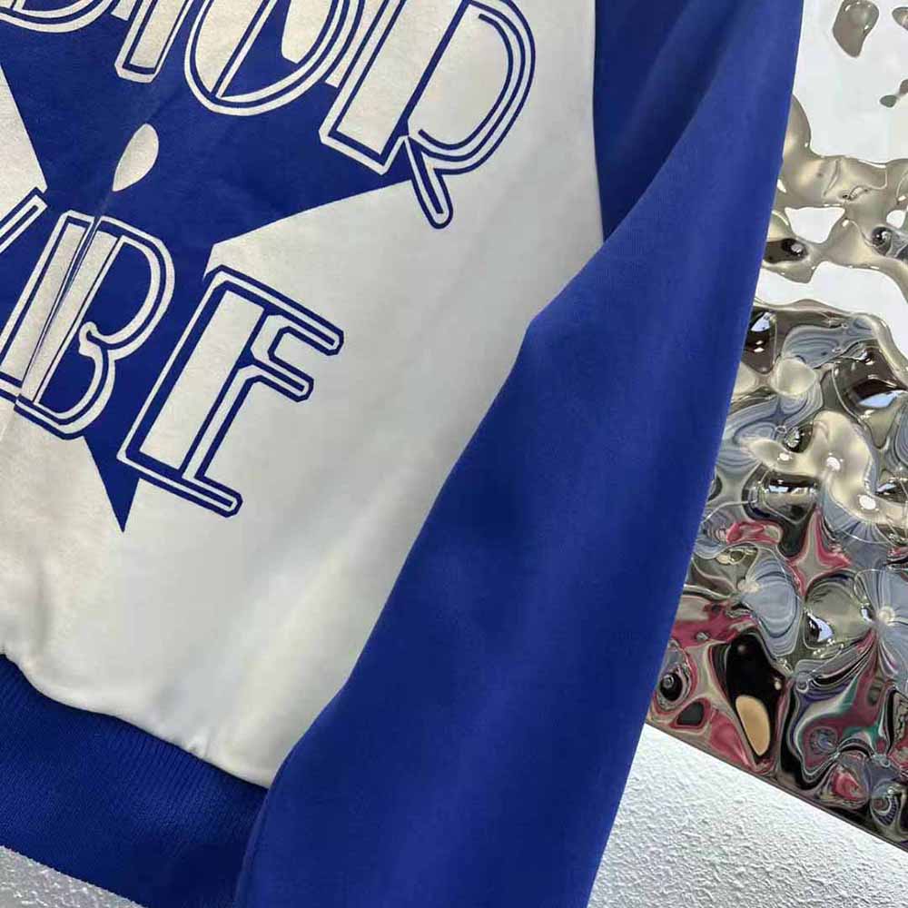Dior Women Vibe Bomber Jacket Fluorescent Blue and White Technical Cashmere Jacquard - image 10