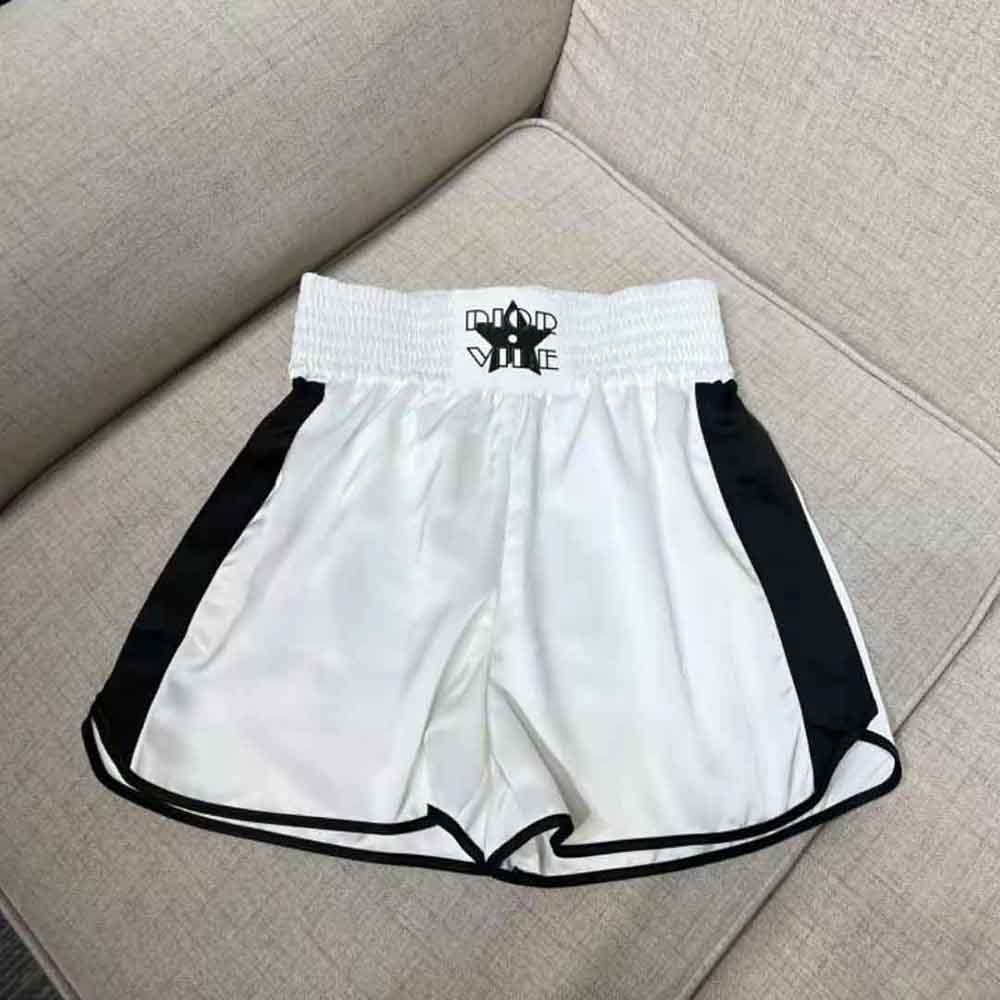 Side angle showing tailored silhouette of Dior Women Vibe Shorts