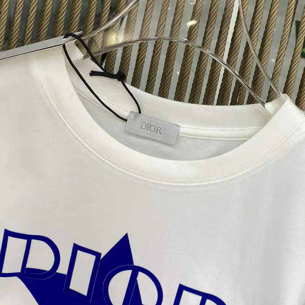 Dior Women Vibe T-shirt Ecru and Fluorescent Blue Cotton Jersey and Linen - image 6