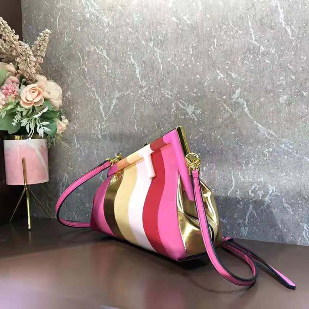 Fendi Women Fendi First Small Leather Bag with Multicolor Inlay - image 4
