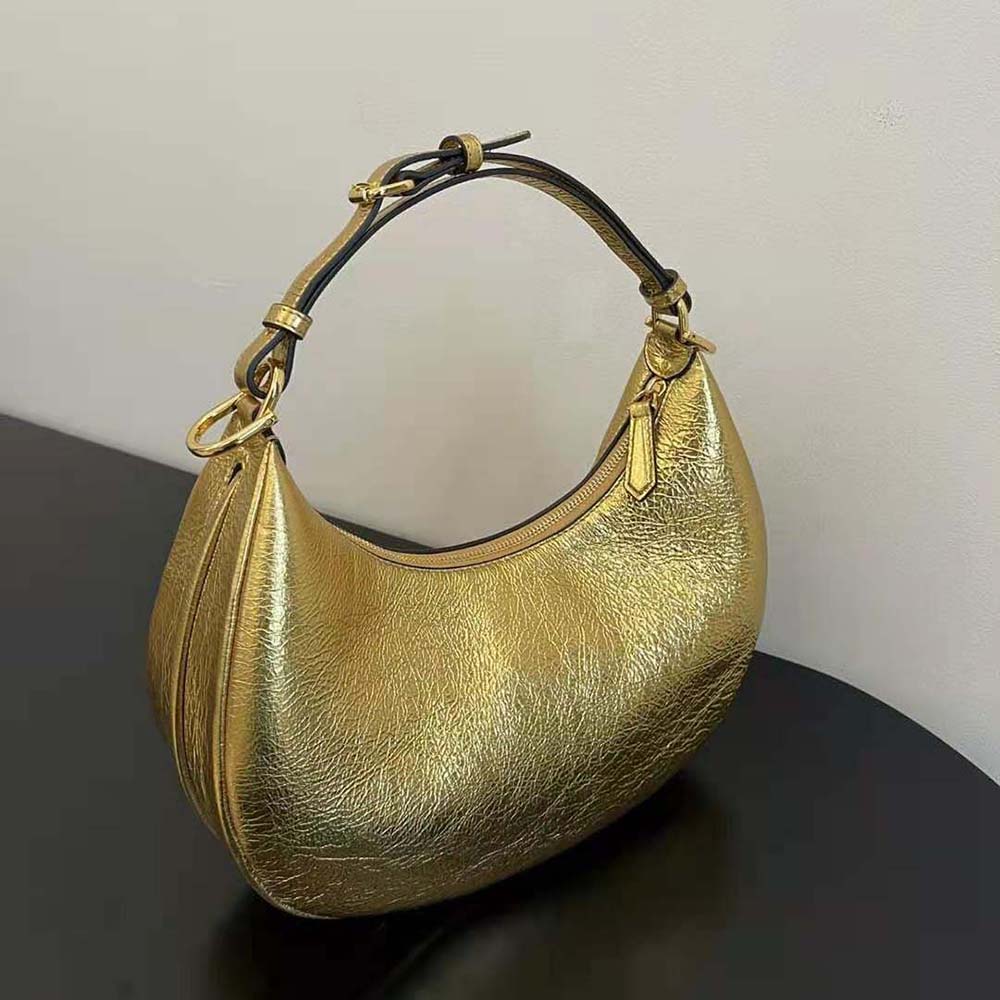 Fendi Women Fendigraphy Small Gold Laminated Leather Bag - image 4