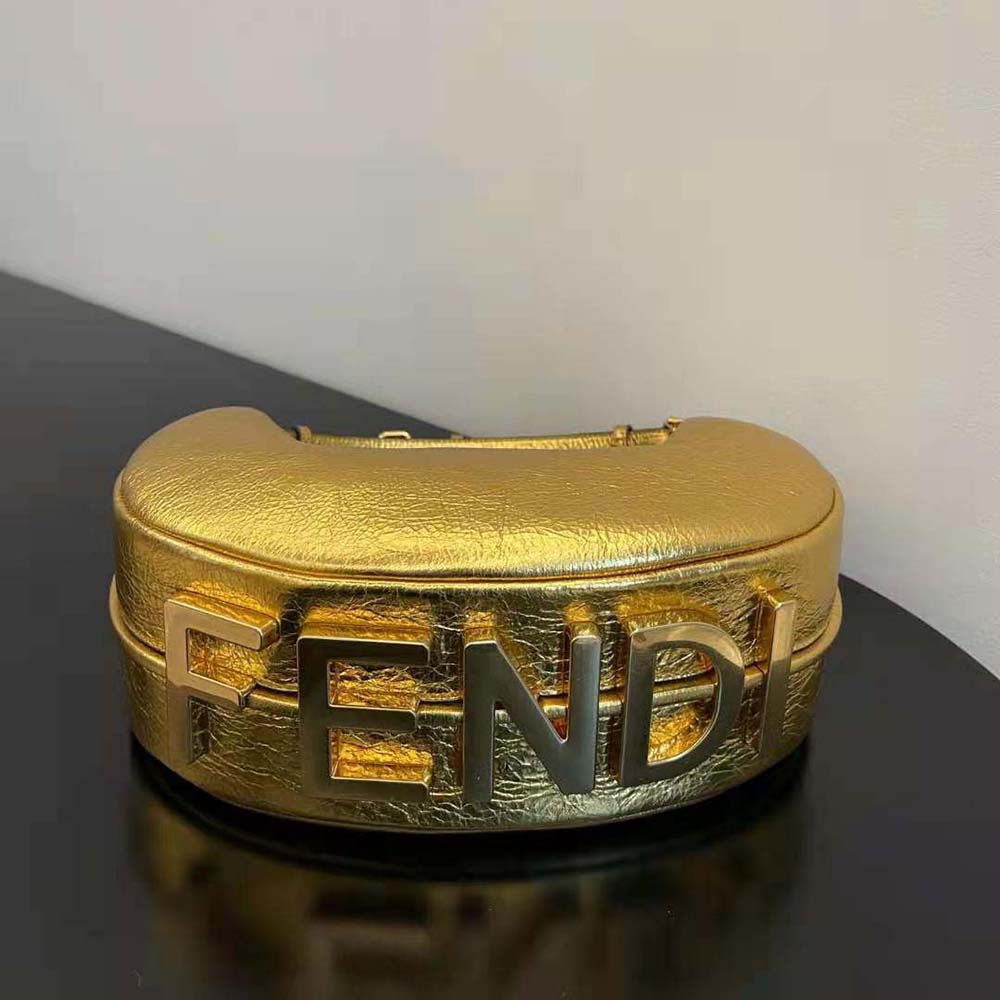 Fendi Women Fendigraphy Small Gold Laminated Leather Bag - image 6
