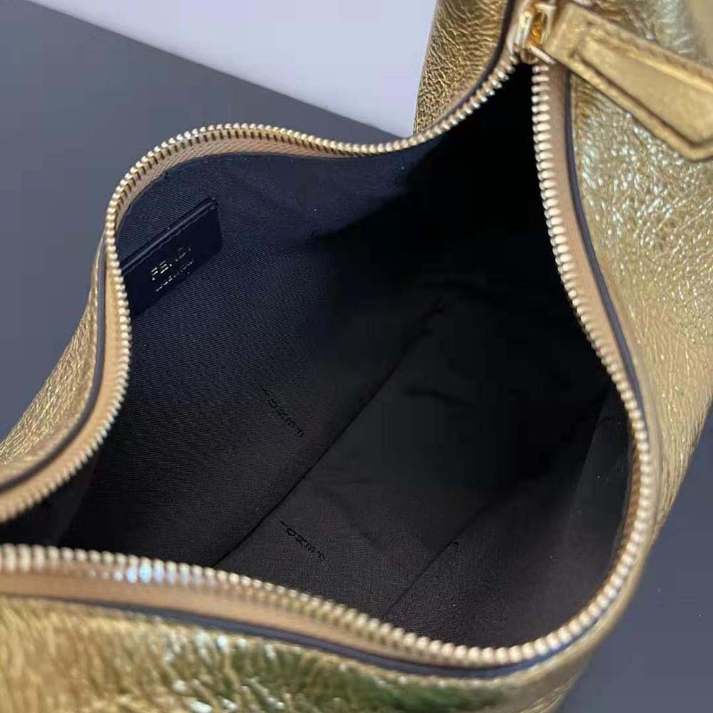 Fendi Women Fendigraphy Small Gold Laminated Leather Bag - image 10