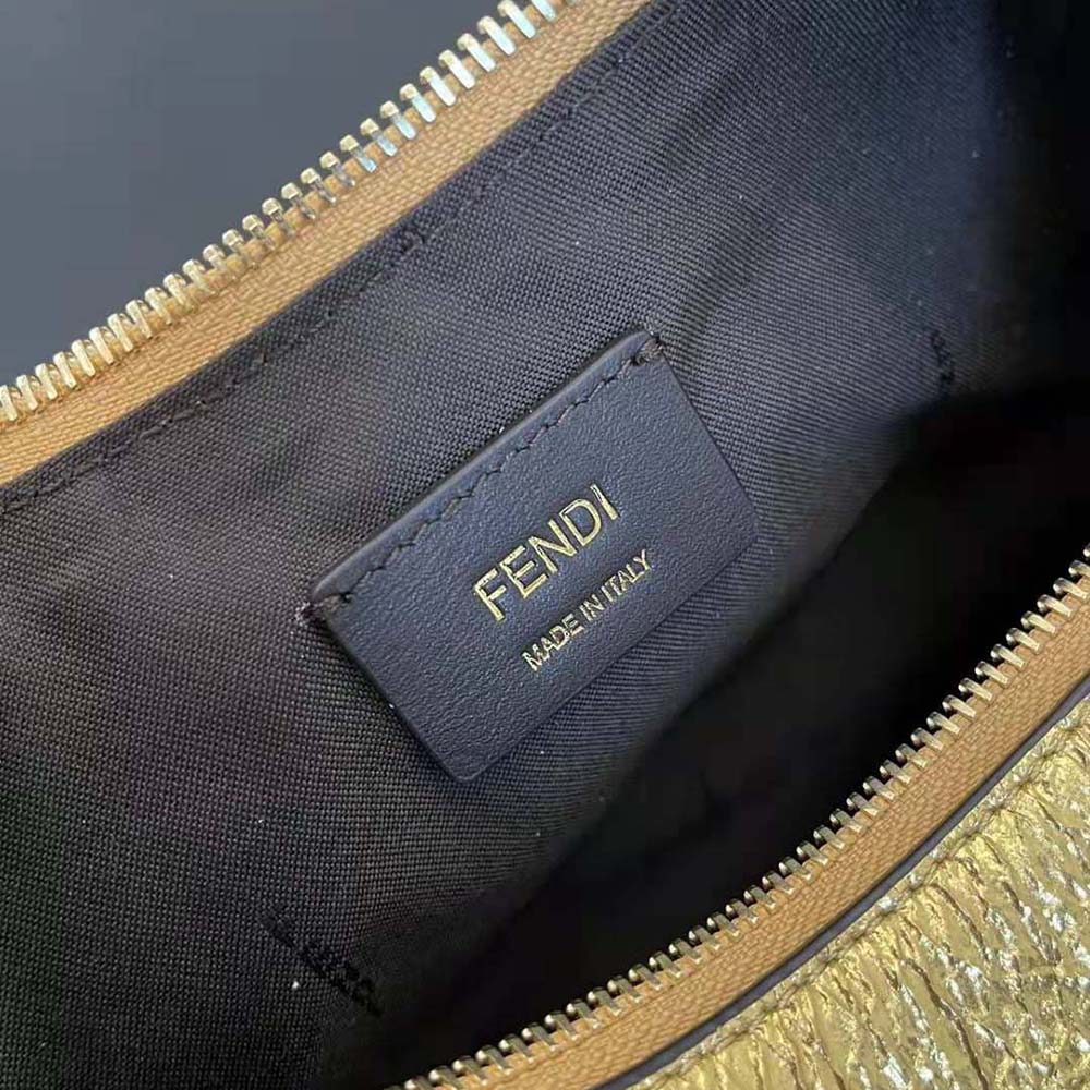 Fendi Women Fendigraphy Small Gold Laminated Leather Bag - image 9