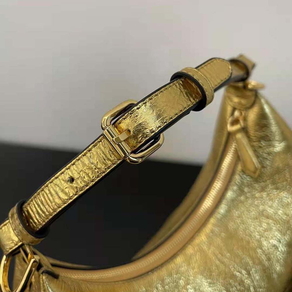 Fendi Women Fendigraphy Small Gold Laminated Leather Bag - image 8