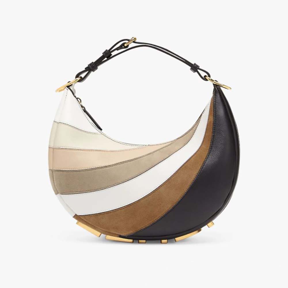 Front view of Fendi Women Fendigraphy Small Leather Bag with beige and brown inlay