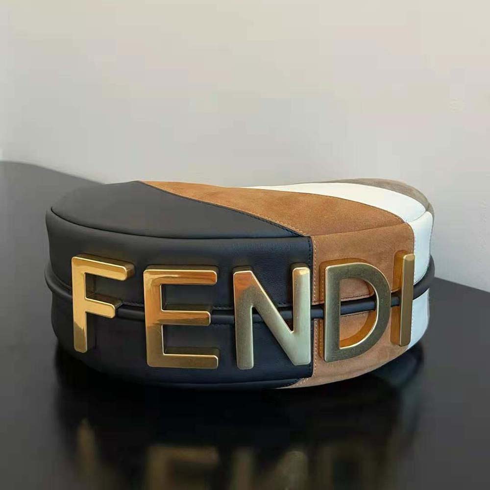 Fendi Women Fendigraphy Small Leather Bag with Beige and Brown Inlay - image 5