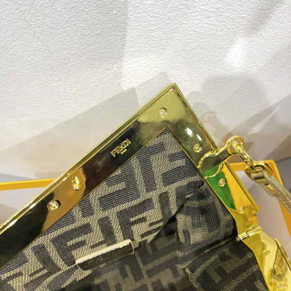 Fendi Women First Small Gold Laminated Leather Bag - image 10