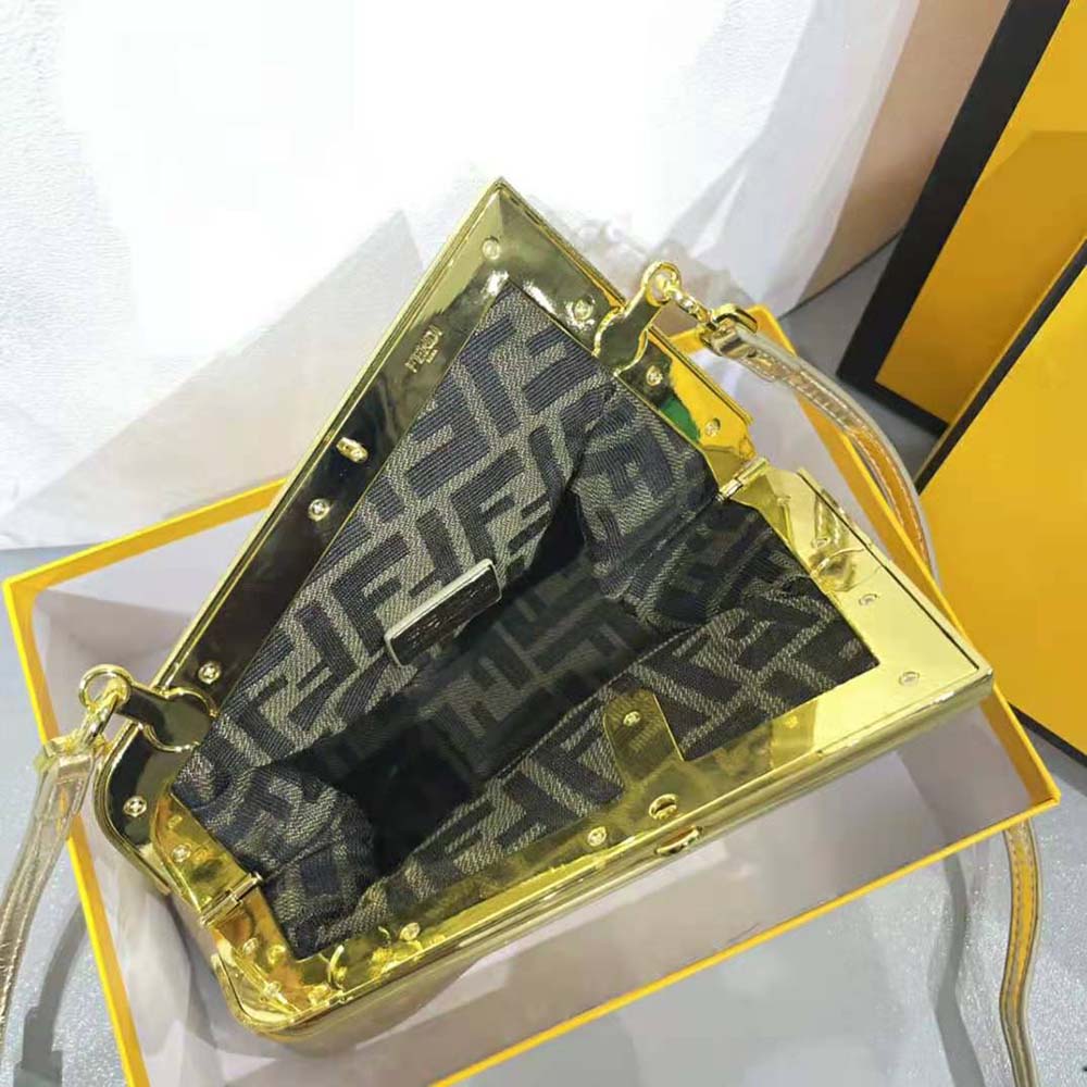 Fendi Women First Small Gold Laminated Leather Bag - image 9