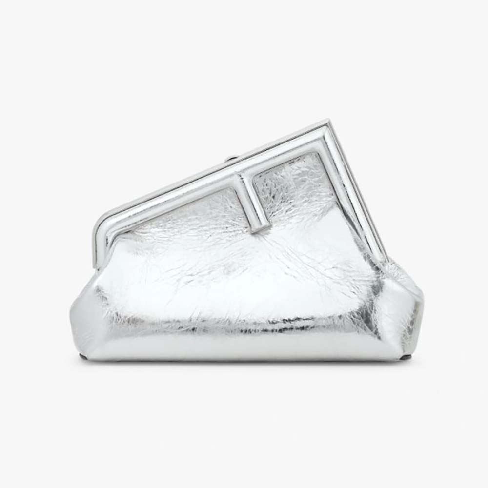 Front view of Fendi Women First Small Silver Laminated Leather Bag