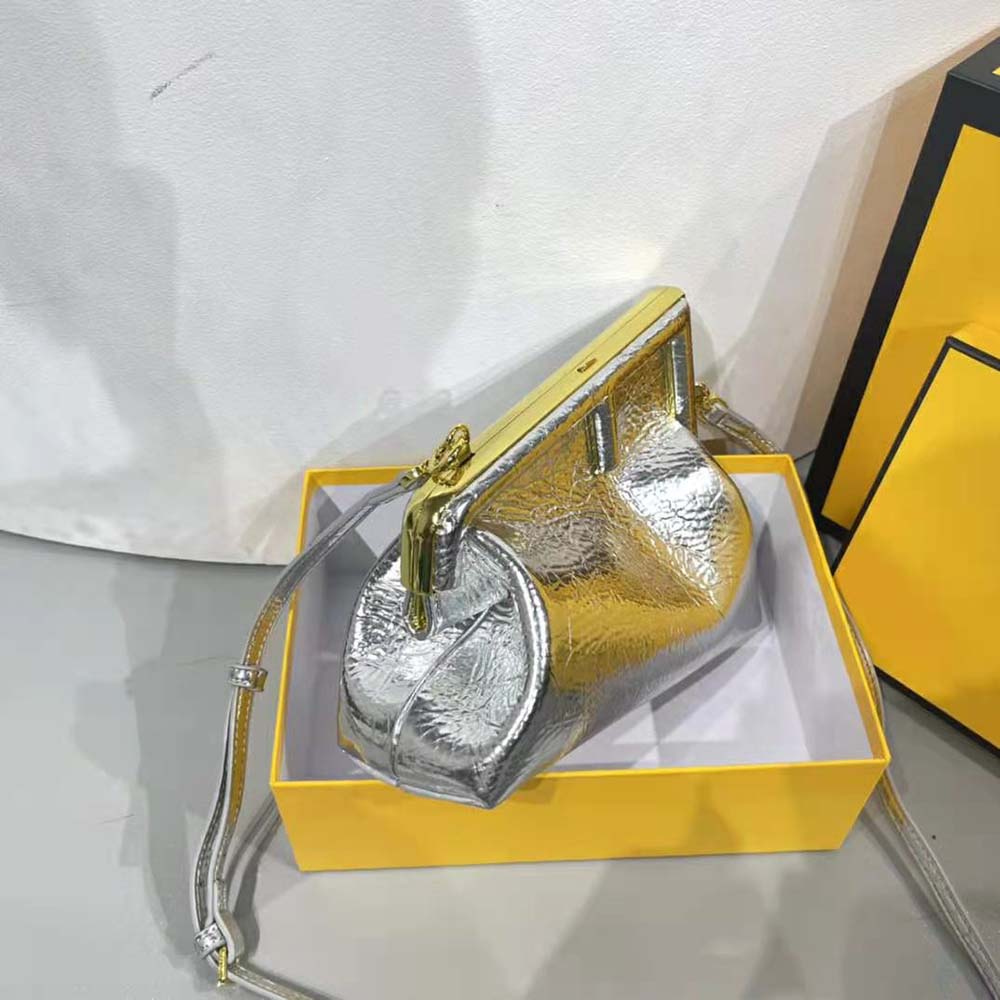 Fendi Women First Small Silver Laminated Leather Bag - image 5