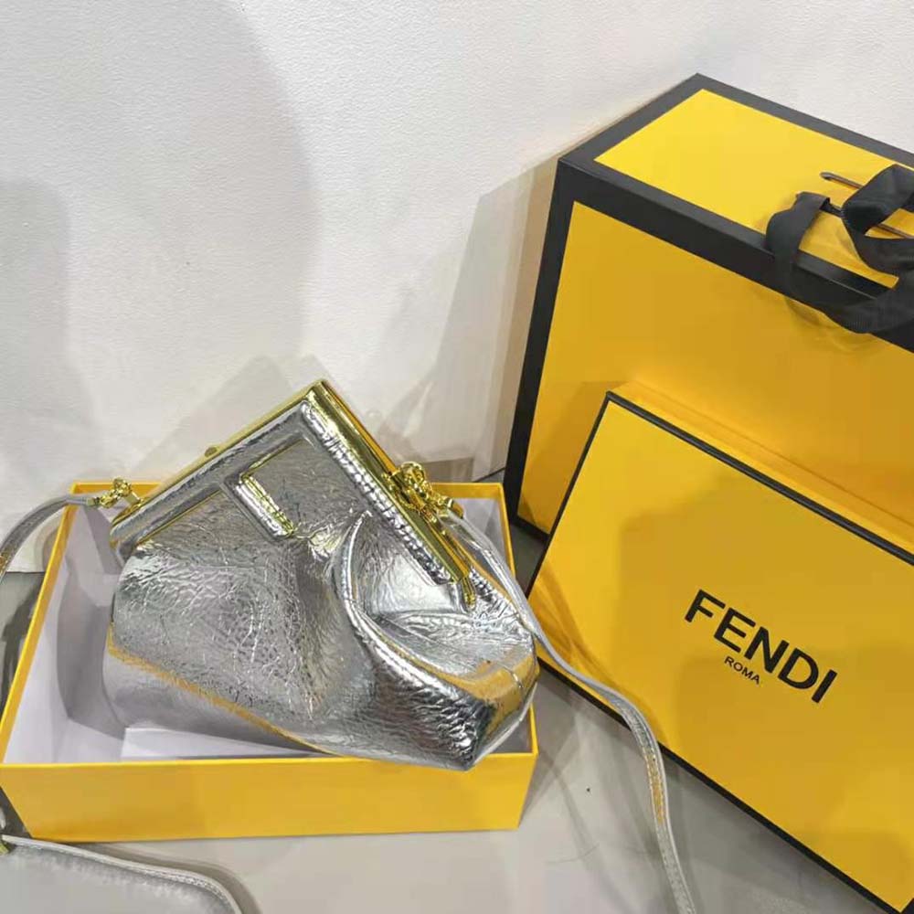 Fendi Women First Small Silver Laminated Leather Bag - image 4