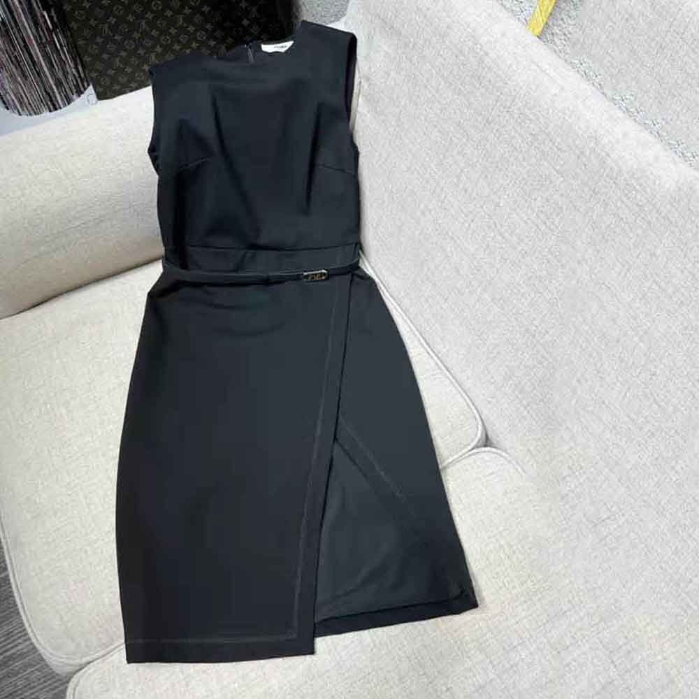 Fendi Women Midi-Length Sheath Black Pique Jersey Dress - image 4