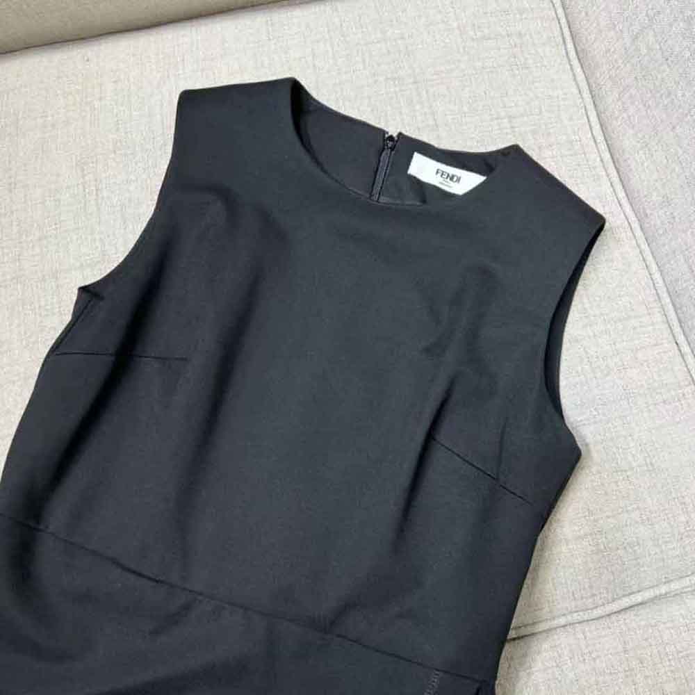 Fendi Women Midi-Length Sheath Black Pique Jersey Dress - image 5