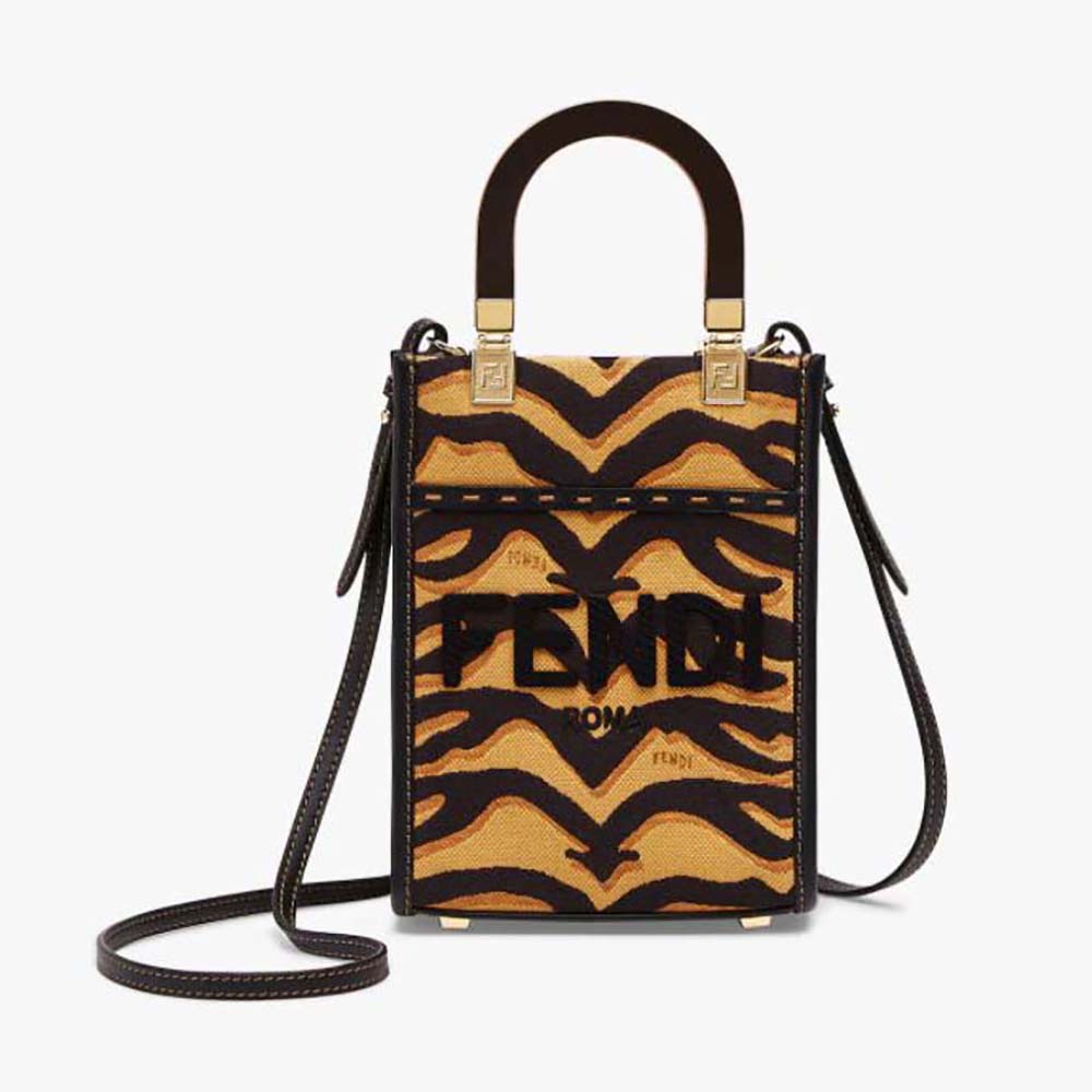 Front view of Fendi Women Mini Sunshine Shopper Mini-bag in brown leather
