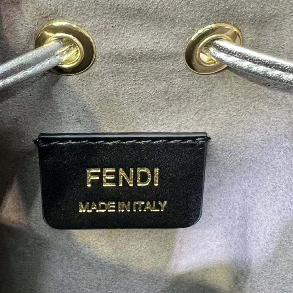 Fendi Women Mon Tresor Silver Laminated Leather Mini Bag - image 9