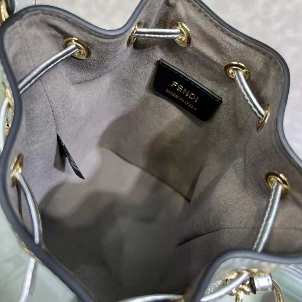 Fendi Women Mon Tresor Silver Laminated Leather Mini Bag - image 8